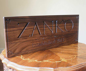 Wood Established Sign