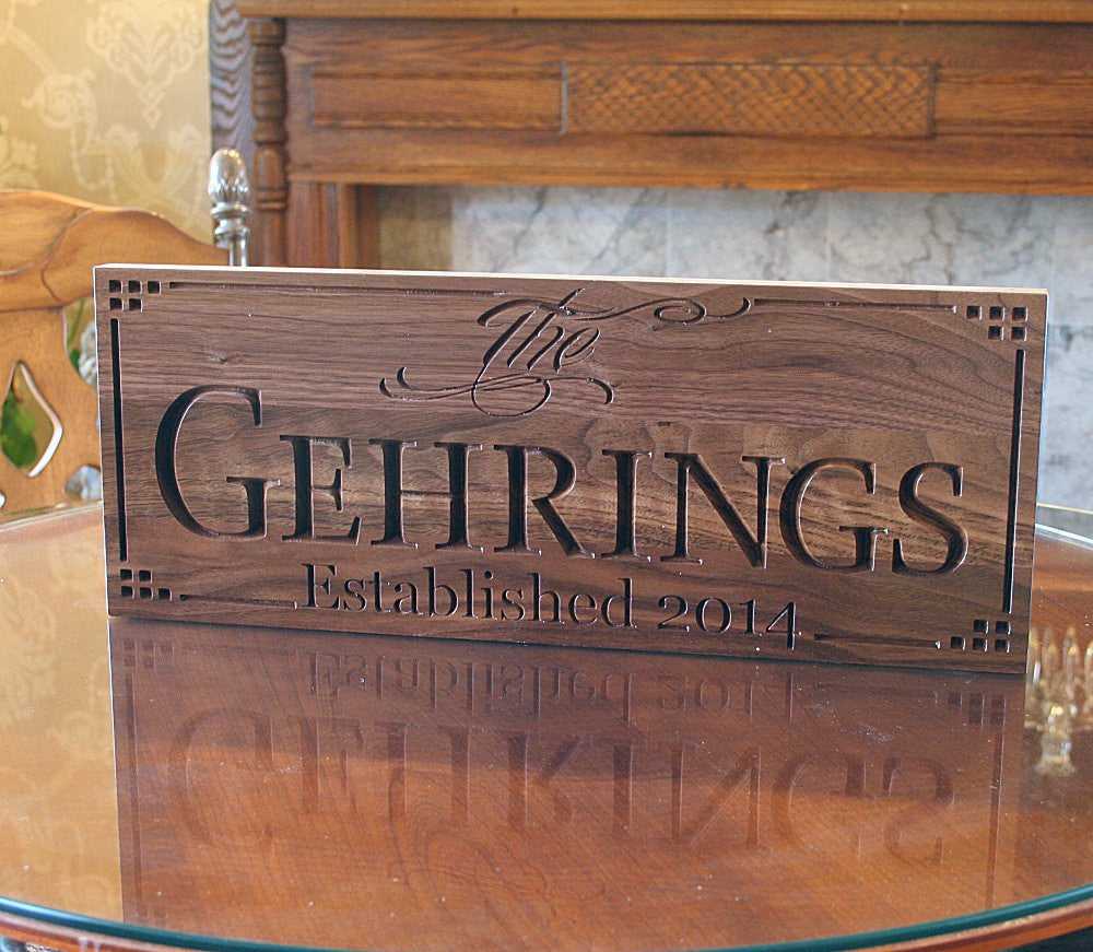 Carved Wooden Family Sign