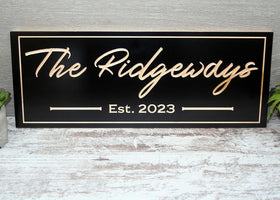 Last Name Wood Sign With Established Date