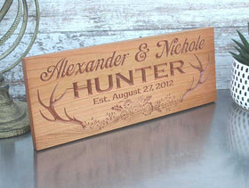 Floral Antler Wedding Sign