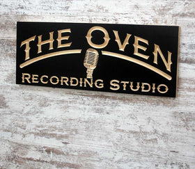 recording studio sign with microphone