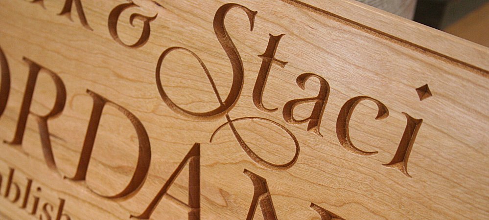Cherry Wood Sign and Carving