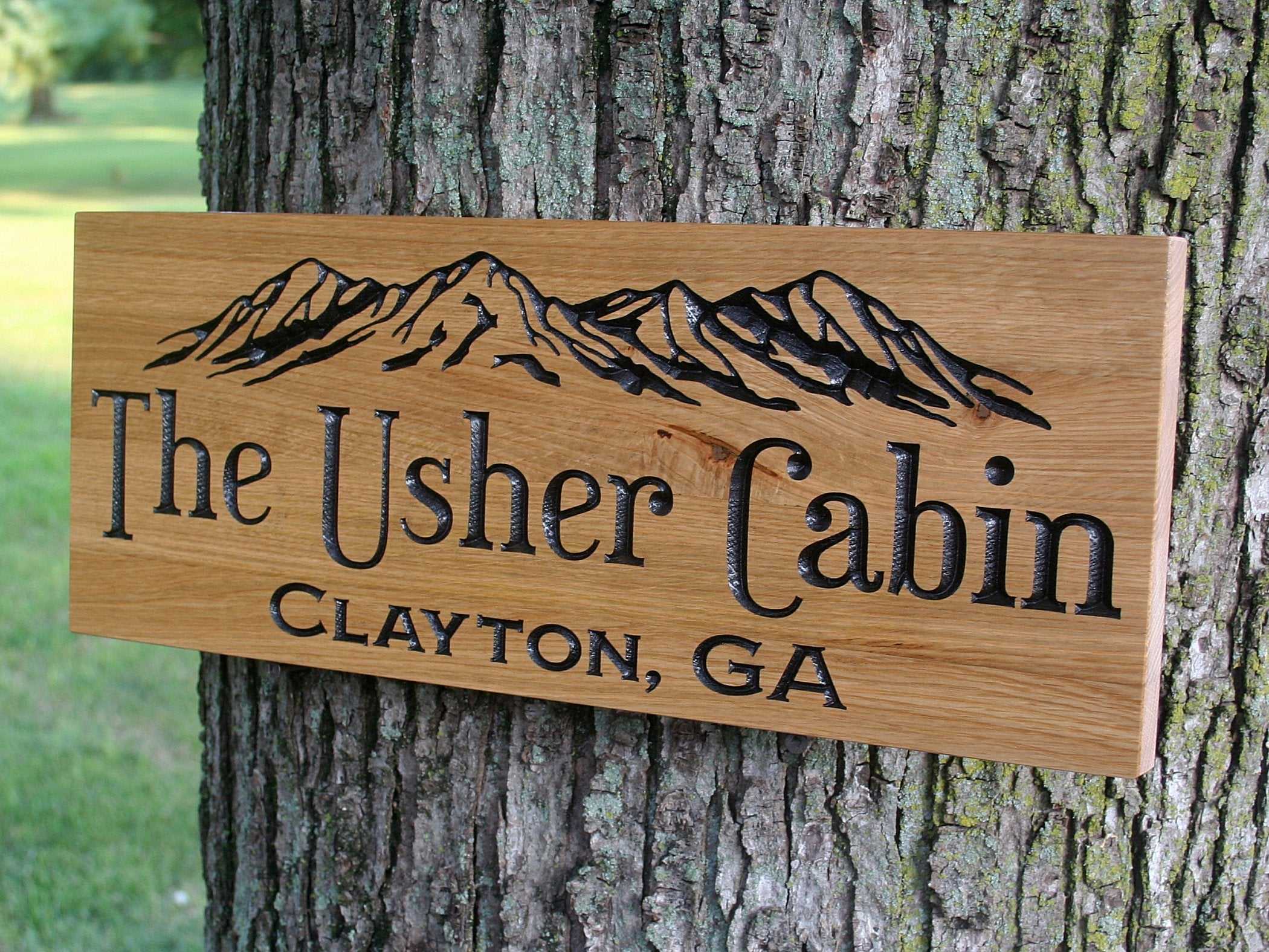 Benchmark Signs Custom-Outdoor-Sign-with-Mountains-Personalized-Cabin-Decor-TM-E ...