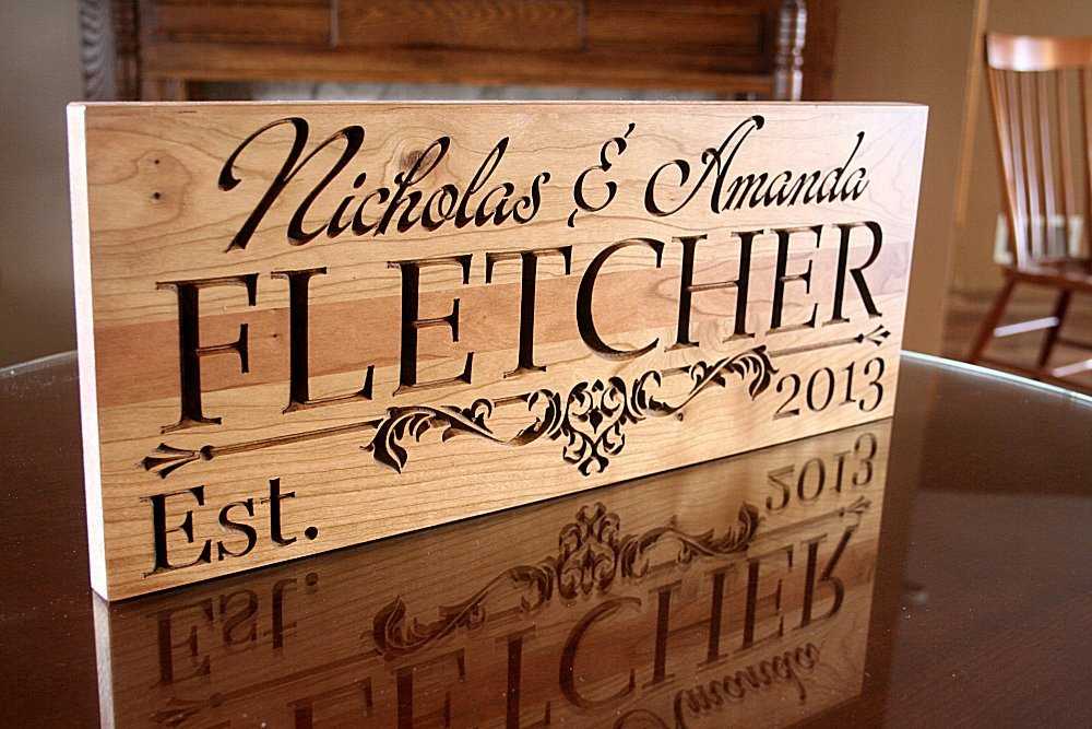 Benchmark Signs Custom-Wood-Carved-Sign-Personalized-with-Names-and-Date-IG-C ...
