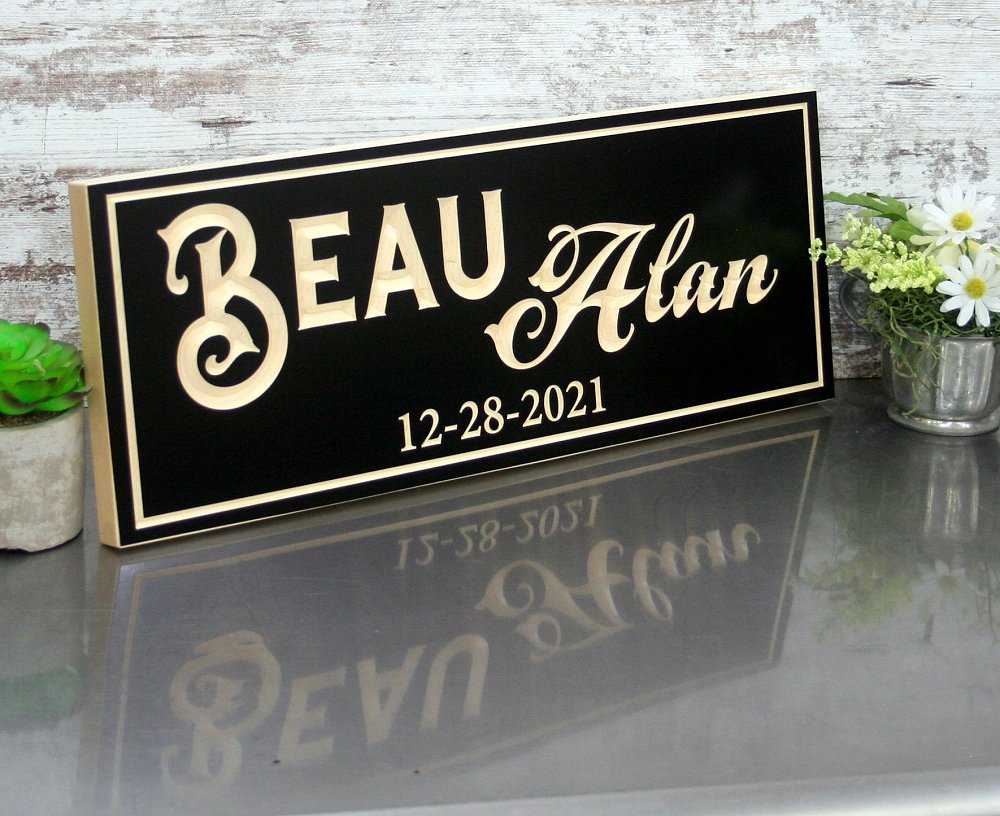 Finely Carved Wooden Sign Display