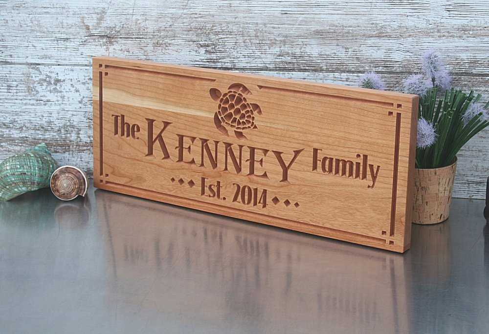 Family-Lake-Cabin-Sign-with-Turtle-Custom-Beach-House-Decor-TU-C ...