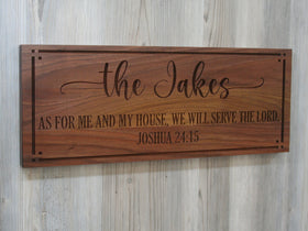 Custom Family Name Sign: As for Me and My House, We Will Serve the Lord, SM-W