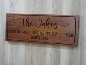 Custom Family Name Sign: As for Me and My House, We Will Serve the Lord, SM-W