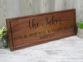 Custom Family Name Sign: As for Me and My House, We Will Serve the Lord, SM-W