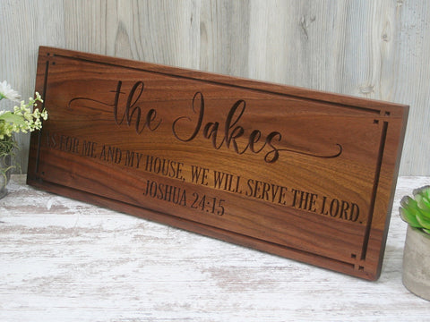 Custom Family Name Sign: As for Me and My House, We Will Serve the Lord, SM-W