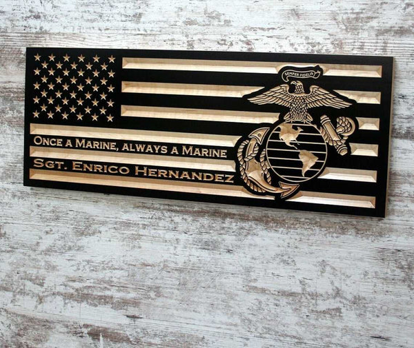 Framed USMC Flag Gift 16
