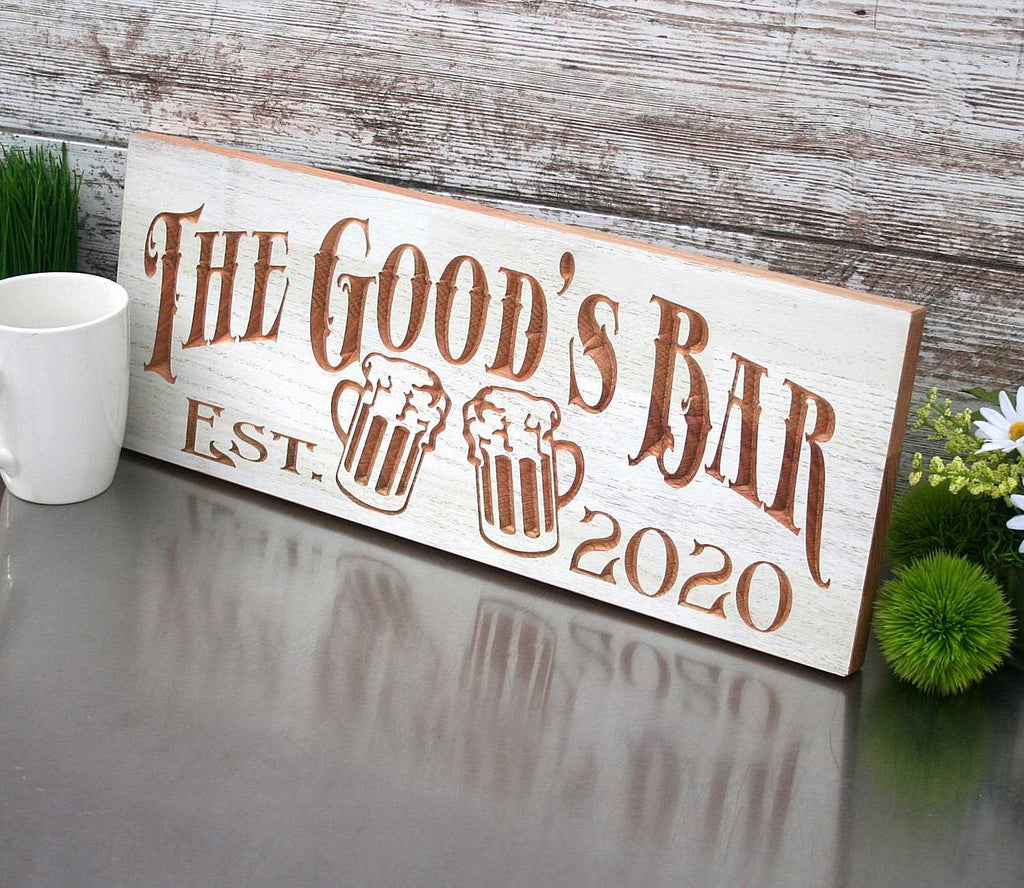 Bar Sign Handmade Custom Carved Bar Sign