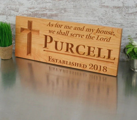 Custom Family Name Sign: As for Me and My House, We Will Serve the Lord, SJ-C