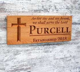 Custom Family Name Sign: As for Me and My House, We Will Serve the Lord, SJ-C