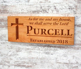 Custom Family Name Sign: As for Me and My House, We Will Serve the Lord, SJ-C